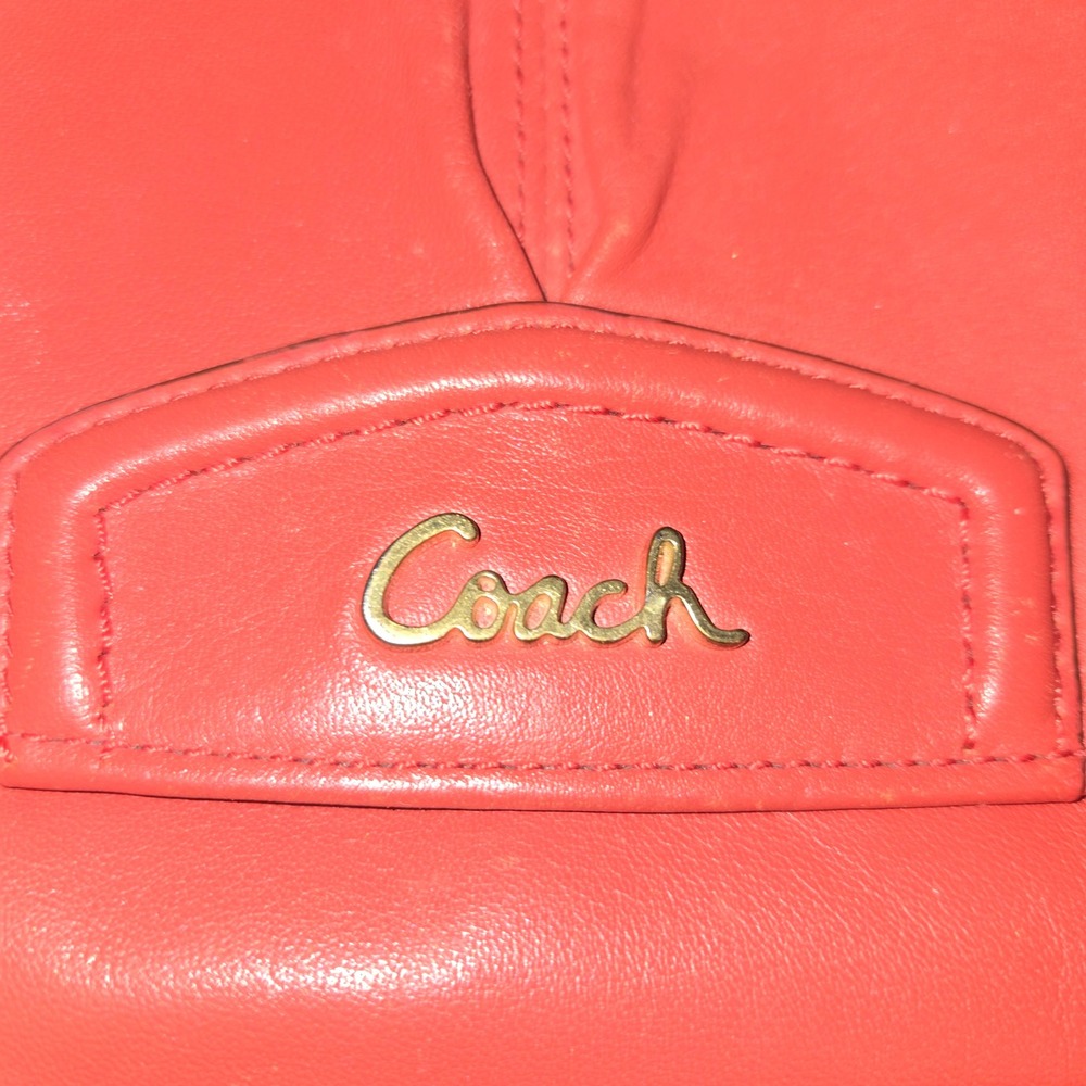 Coach Wristlet Wallet Womens Coral Convertible Leather Fold Over Flap Closed - Picture 2 of 14